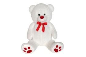 Plyšový medvěd bílý červenou mašlí 100 cm