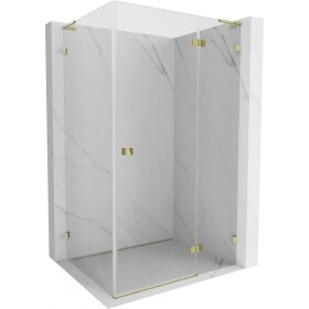 MEXEN/S - Lunar L sprchový kout dveře křídlové pravá 80 x 90, transparent, zlato 834L-080-090-50-00-P