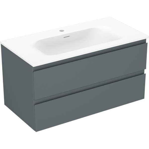 MEXEN/S - Orio koupelnová skříňka 90 cm s umyvadlem Vela, 2 zásuvky, grafit mat/bílá mat 91A10-09047-2-BFF66-W23M01