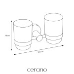 CERANO - Nástěnný držák na dvojici sklenic Lineo - černá matná, mléčné sklo CER-479803
