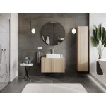 MEXEN/S - Rivel koupelnová skříňka pod umyvadlo 80 cm s deskou, 1 šuplík, reliéf , dub 91A20-08047-1-BFC81