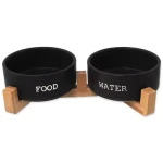 Dog Fantasy Set misky keramické se stojanem černá 2x 13x5.5cm. 400ml (454-80995)