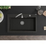 MEXEN - Elix granitový dřez 1-miska 800 x 500 mm, černá/zlatá metalik, sifon chrom 6527801005-75