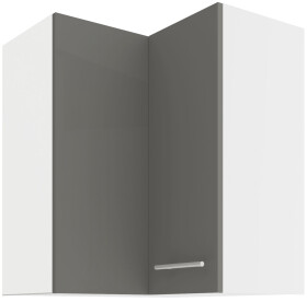Horní rohová skříňka Lara 60x60 GN-72 2F (90°) Barva korpusu: Bílá, Barva dvířek: Šedý lesk