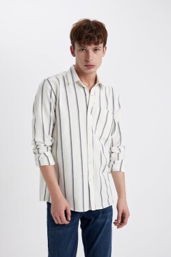 DEFACTO Regular Fit Striped Cotton Long Sleeve Shirt