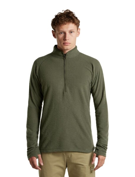 Pánská merino mikina ICEBREAKER Mens Merino 400 RealFleece Grid LS Half Zip, Dark Loden velikost: L