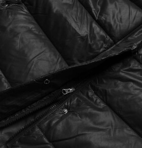 Dlouhá černá dámská prošívaná bunda (H-201) odcienie czerni