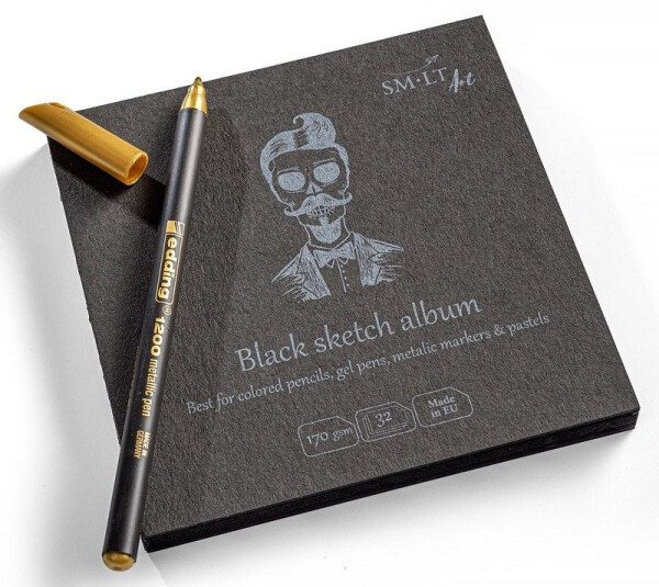 Layflat album na kresbu, černé, 14x14cm, 32 listů, 170g/m2