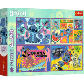 Puzzle 4 x 250 dílků Lilo and Stitch