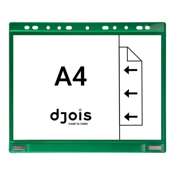 Djois kapsy na dokumenty s euroděrováním a magnetem, A4, zelená, 5 ks