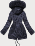 Tmavě modrá dámská zimní bunda s kožešinovou podšívkou (b550-3) odstíny modré 46