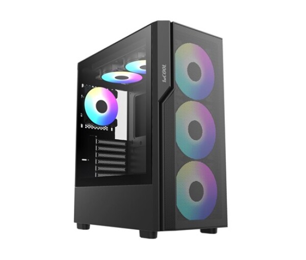 1stCOOL skříň GAMER 5, Mid tower, AU, USB 3.0, USB-C, 2x 140 ARGB Fan, 1x 120 ARGB Fan, bez zdroje, černá EDF_1208344