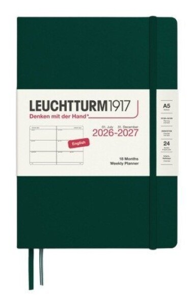 Týdenní plánovač Forest Green, Weekly Planner Medium A5 2027, 18měs., anglicky