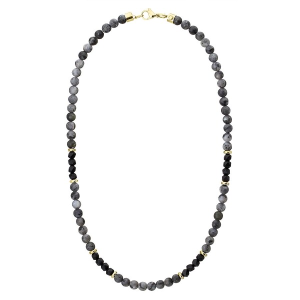 Pánský korálkový náhrdelník Alex - 6 mm přírodní šedý labradorit, Šedá 50 cm