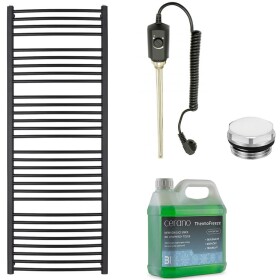 CERANO Koupelnový elektrický radiátorový set Stefano - 900W - černá matná - 1710x650 mm