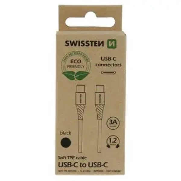 SWISSTEN datový kabel USB-C - USB-C 1.2m černá (ECO BALENÍ) (71506300ECO)