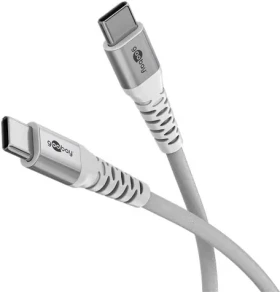 Goobay Supersoft bílá / Datový kabel USB-C / Textilní opletení / Kovové konektory / 2 m (70194)