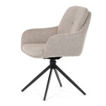 Židle jídelní, 180° otočný mechanismus, šedá voděodolná látka, černý kov