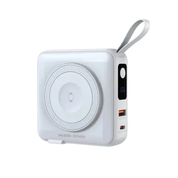 Mobile Origin Powerbank Travel Charger bílá / Lightning / USB-C Cable / MagSafe / AW/ iPhone Compatible (PBT-03L-WHT)