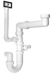 Bruckner - Dřezový sifon šetřící místo s přepadem a odbočkou 6/4", DN40, bílá 155.126.0