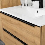 Mereo Mailo, koupelnová skříňka s keramickým umyvadlem 81 cm, dub Riviera, černé madlo CN521B