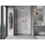 MEXEN/S - Mist-H L sprchové dveře křídlové levé 140, transparent, měď kartáčovaná 8A5L-140-001-65-00-L