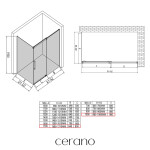 CERANO - Sprchový kout Lantono - pravá - 8 mm - Soft-Close - chrom, mléčné sklo - 170x100 - posuvný CER-665605