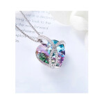 Exkluzivní náhrdelník Swarovski Elements Romantic Love Violet - srdíčko, Fialová 45 cm + 5 cm (prodloužení)