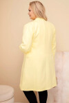 Dámský plášť Plus Size dlouhý s límcem a kapsami žlutý UNI