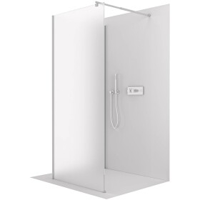 CERANO Sprchová zástěna Walk-in Onyx Corner Round L/P - 8 mm - kulatá vzpěra - chrom, mléčné sklo - 110x100x200 cm