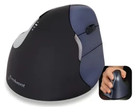 Evoluent VerticalMouse 4 Right Hand černá/modrá / Ergonomická bezdrátová myš / 2.4GHz / pro praváky (BNEEVR4W)