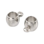 Korálek z nerezové oceli s širokým průvlekem - korálek s očkem - platinový - 9 x 5 mm - 1 ks