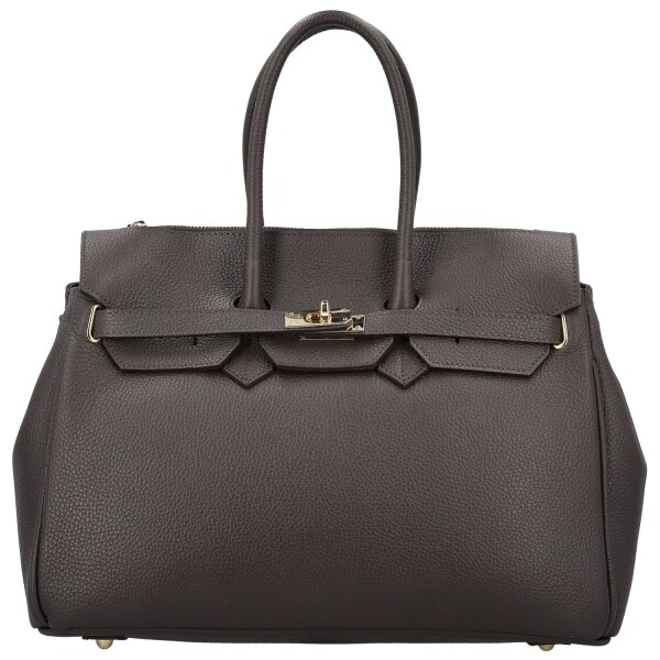 Luxusní dámská kožená kabelka do ruky Annalena, tmavě hnědá