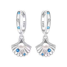 Stříbrné náušnice s motivem lastury - stříbro 925/1000, Stříbrná