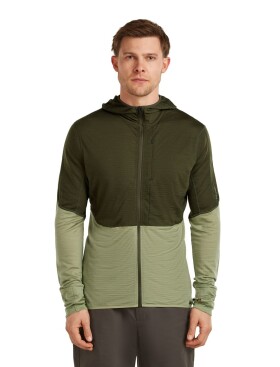 Pánská merino mikina ICEBREAKER Mens 200 Realfleece Descender LS Zip H, Dark Loden/Lichen/Cb velikost: S