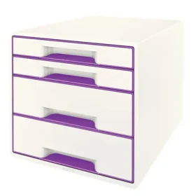 Leitz WOW CUBE, 4 zásuvky, bílá/purpurová