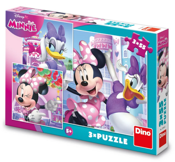 Puzzle Minnie a Daisy 3x55 dílků