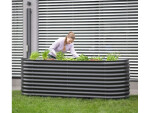 Kovový vyvýšený záhon – Grow Faster (d. 240 cm x š. 80 cm x v. 82 cm), černý