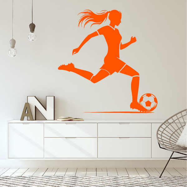Samolepka Fotbalistka Barva: oranžová, Velikost: 60 x 63 cm