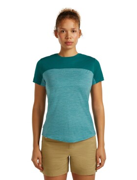 Dámské merino triko s krátkým rukávem ICEBREAKER Wmns 125 Cool-Lite Sphere III SS Tee Colour Block, Tidal Teal hthr/Tidal Teal/Cb velikost: XS