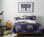 Modré oboustranné ložní prádlo se vzorem stromů Šířka: 200 cm | Délka: 220 cm 2ks 70x80 cm (standard zdarma)