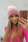 Dámská čepice s bambulí Abigail K326 powder pink+ecru UNI
