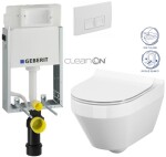 GEBERIT KOMBIFIXBasic vč. bílého tlačítka DELTA 50 + WC CERSANIT CLEANON CREA OVÁL + SEDÁTKO 110.100.00.1 50BI CR1