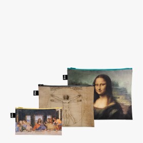 Taštičky na zip 3 ks LOQI Mona Lisa, The Vitruvian Man, The Last Supper
