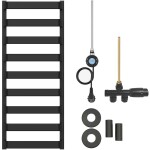CERANO - Koupelnový radiátorový set Adriano - kombinované vytápění, wifi tyč - boční jednobodové připojení - 300W - černá matná - 1200x500 mm CER-025862