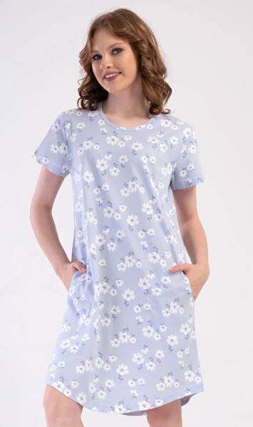 Dámské domácí šaty Nature modro-bílé - Vienetta XL