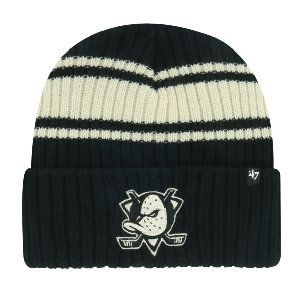 47 Brand Pánská zimní čepice Anaheim Ducks NHL Harbor Stripe ’47 CUFF KNIT Black