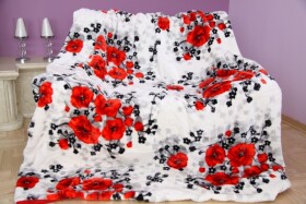 Bílo červená deka s květinovým vzorem Šířka: 160 cm | Délka: 210 cm