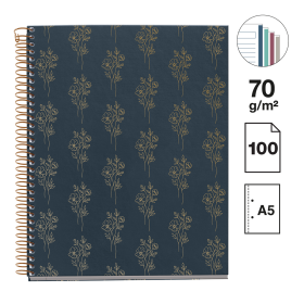 Miquelrius poznámkový blok Botanical Flora NB-4, A5, 70 g, karton, 100 listů, linka, Bouquets - 5ks