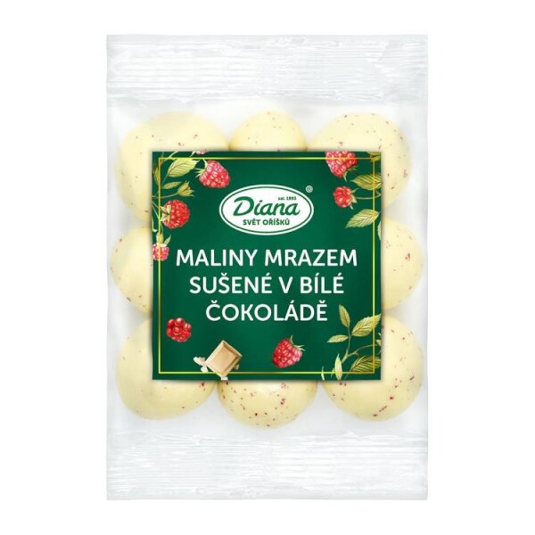 Diana Lyofilizované maliny v bílé čokoládě (100 g)